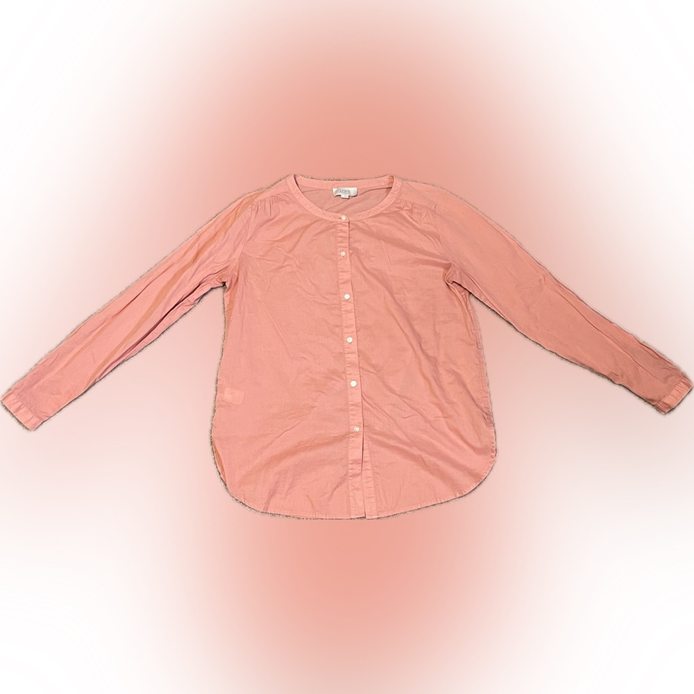 LOFT by Ann Taylor Peachy Pink Mandarin Collar Button Down Top size S - Picture 5 of 12